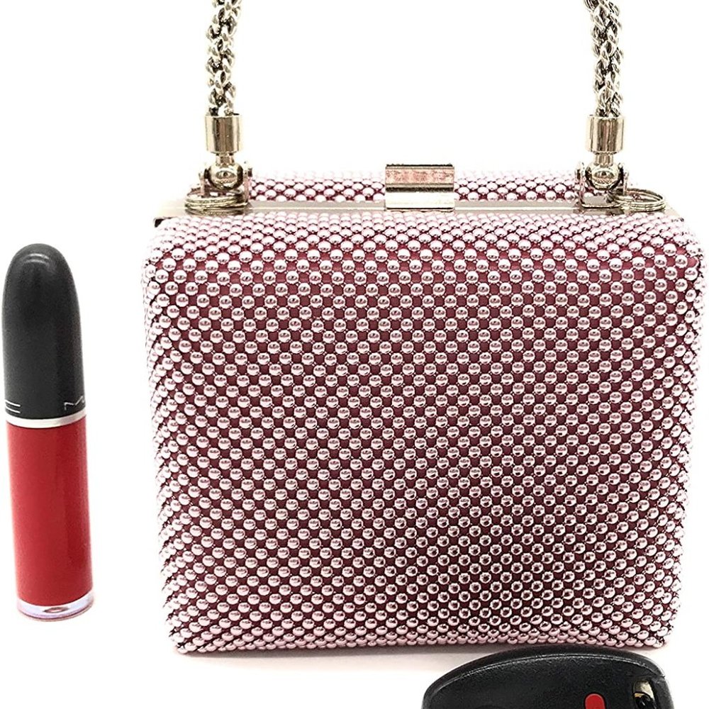 clutch Metal beaded mesh evening box purse - Picture 4 of 6